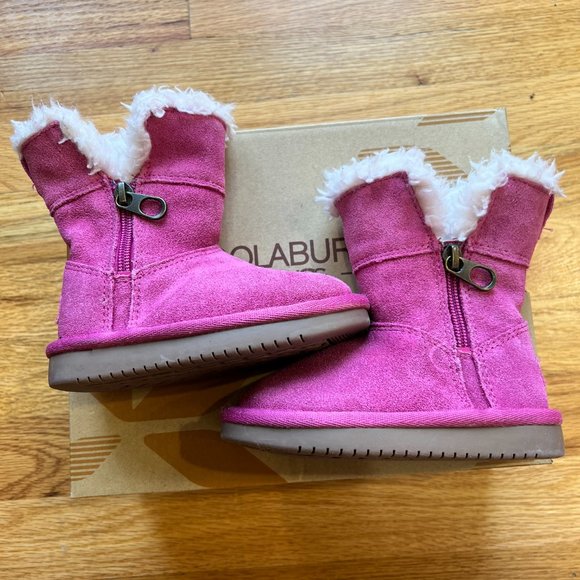 KOOLABURRA by UGG Aribel Short Boot Dark Pink Suede Leather Toddler Girl's 6 - Picture 2 of 6